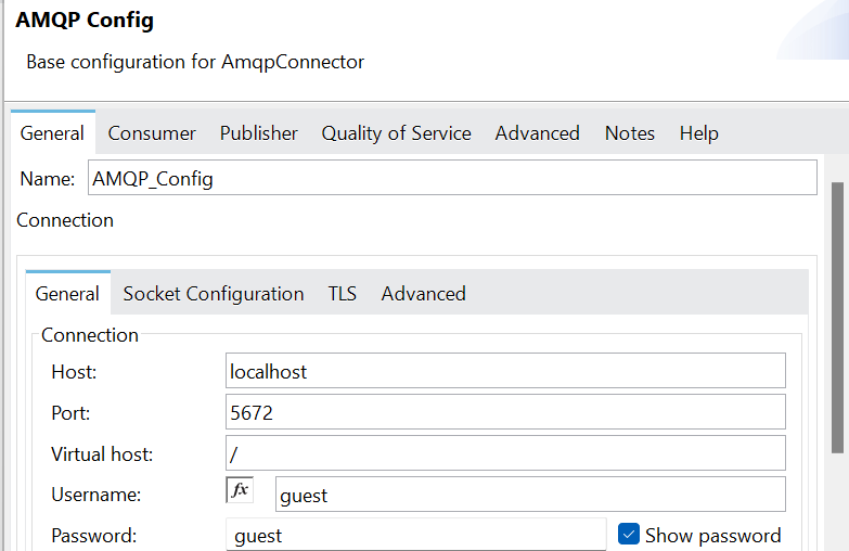 AMQP Config RabbitMQ Connection